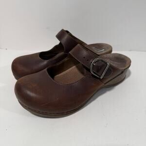 Dansko Women's Martina Mary Jane Clog Wedge Heel Comfort Leather Brown 40